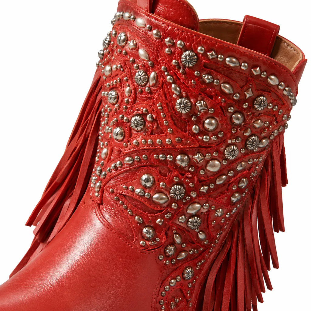 Deep Red Bogliasco Leather Boots close-up detail