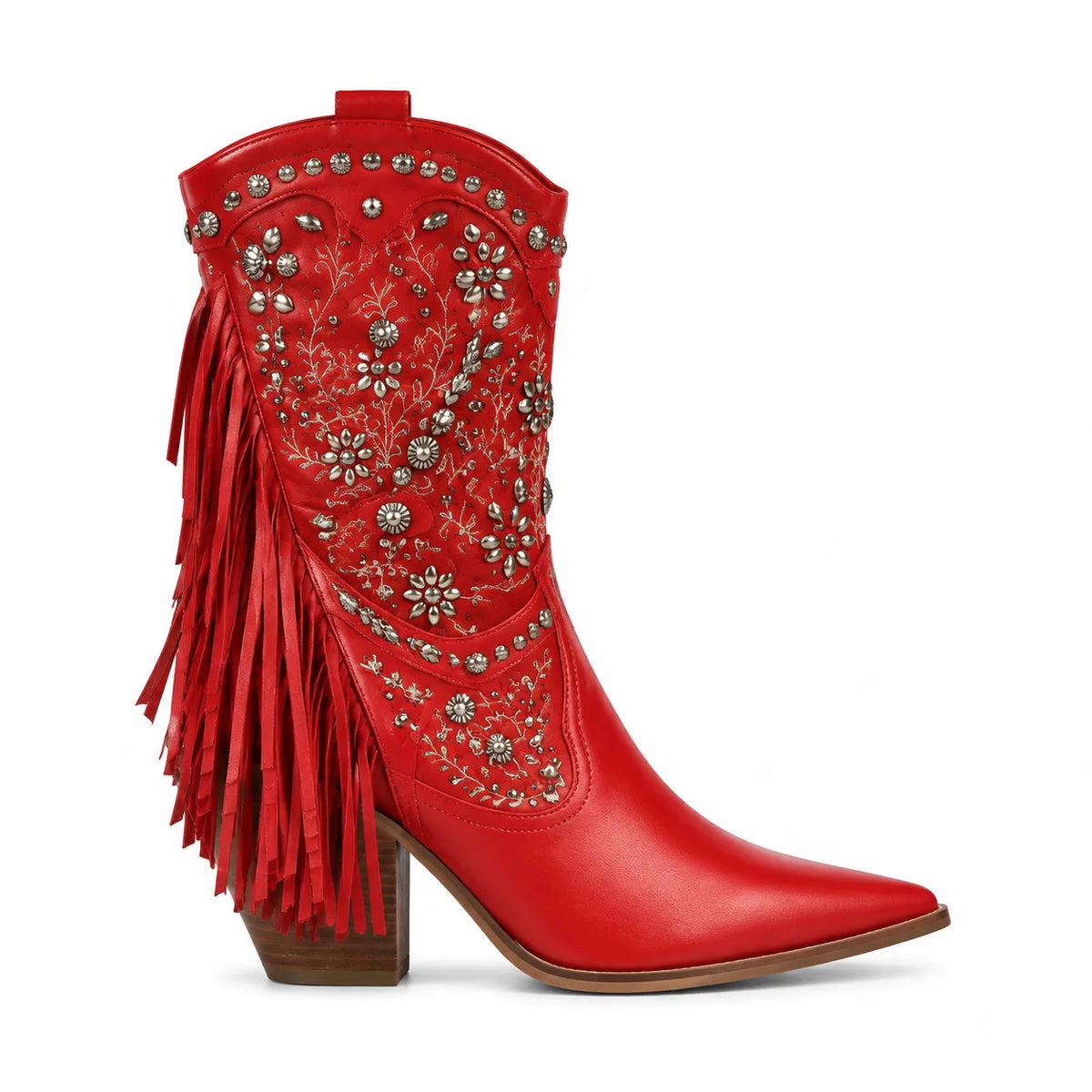 Deep Red Bogliasco Leather Boots side view