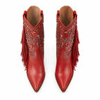 Deep Red Bogliasco Leather Boots top view