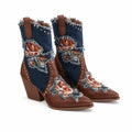 Rich Brown Camogli Denim Wedge Boots
