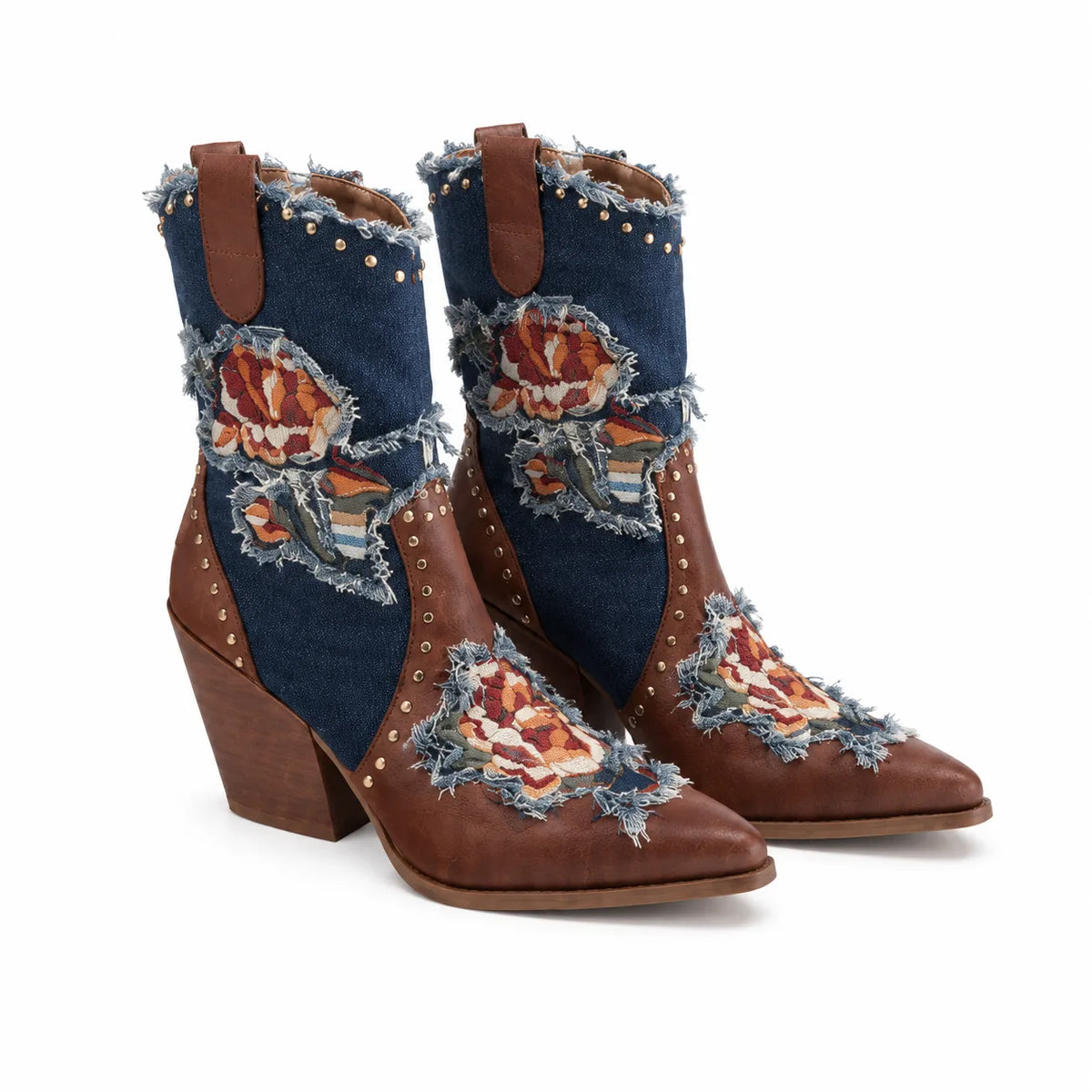 Rich Brown Camogli Denim Wedge Boots