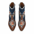 Rich Brown Camogli Denim Wedge Boots top view
