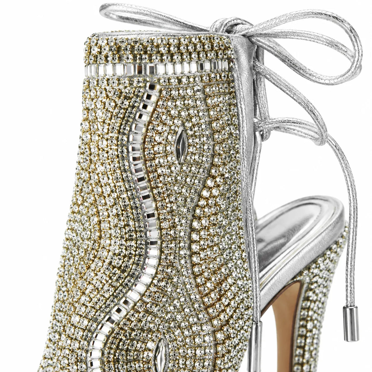 Soft Silver Orosei Stiletto Boots close-up detail