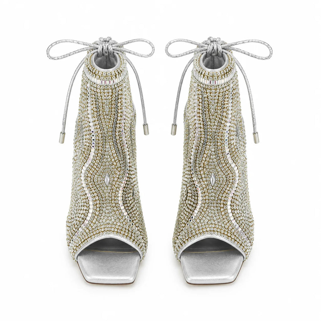 Soft Silver Orosei Stiletto Boots top view