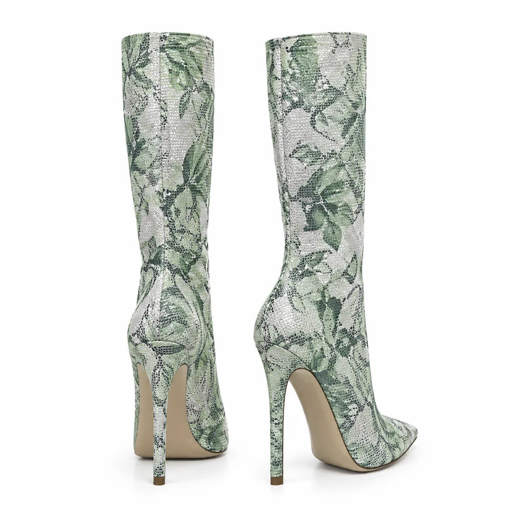 Olive Desert Formia Stiletto Boots heel detail