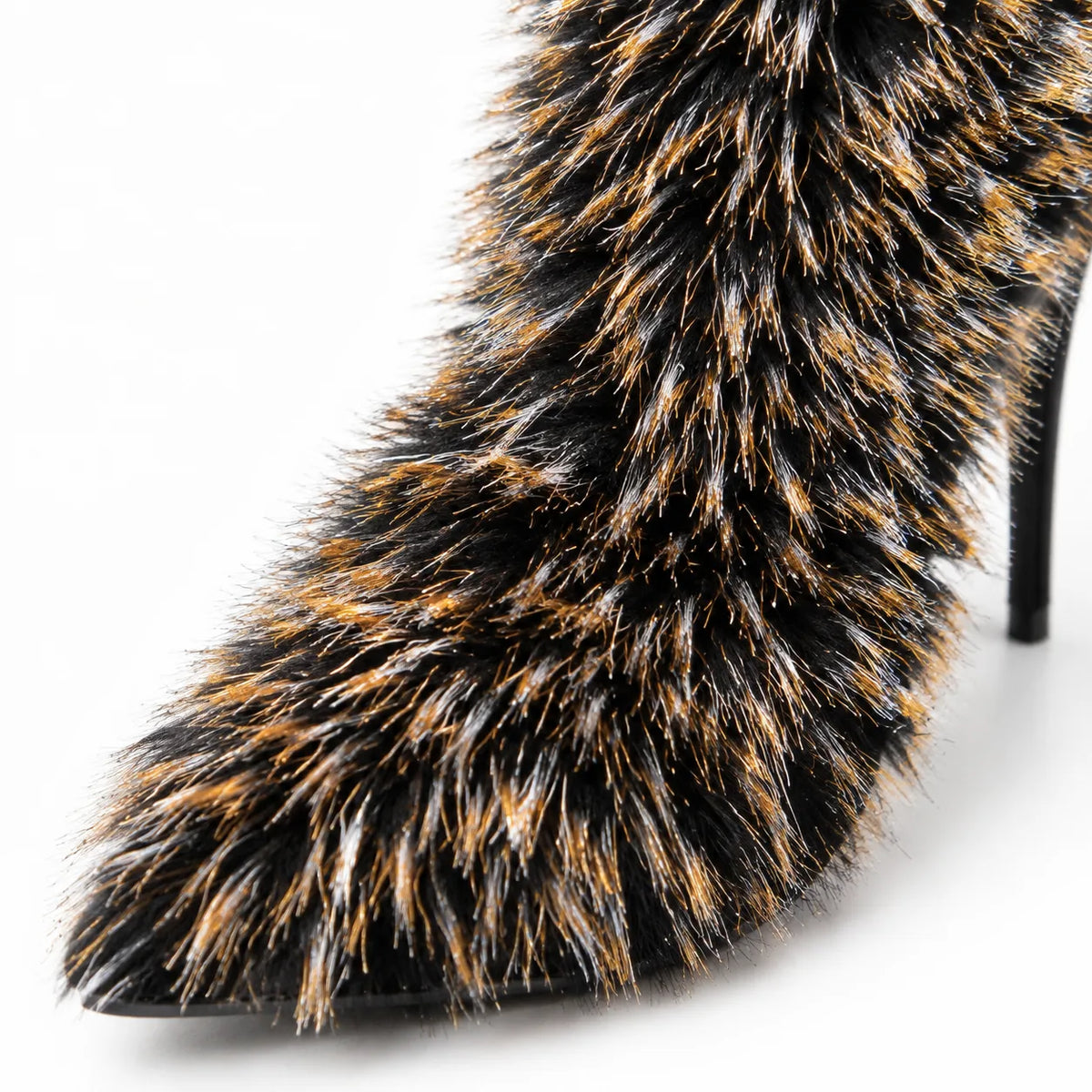 Deep Black Lerici Stiletto Boots close-up detail