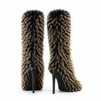 Deep Black Lerici Stiletto Boots heel detail