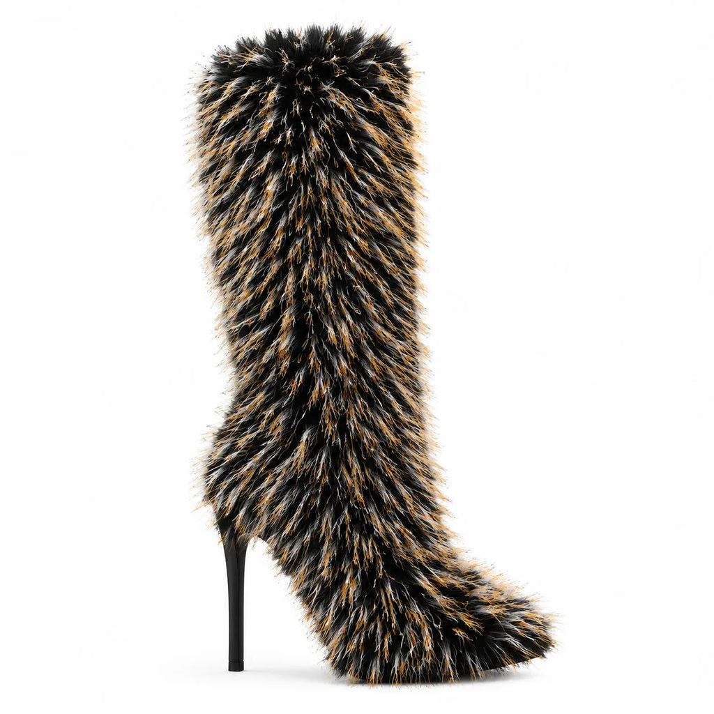 Deep Black Lerici Stiletto Boots side view