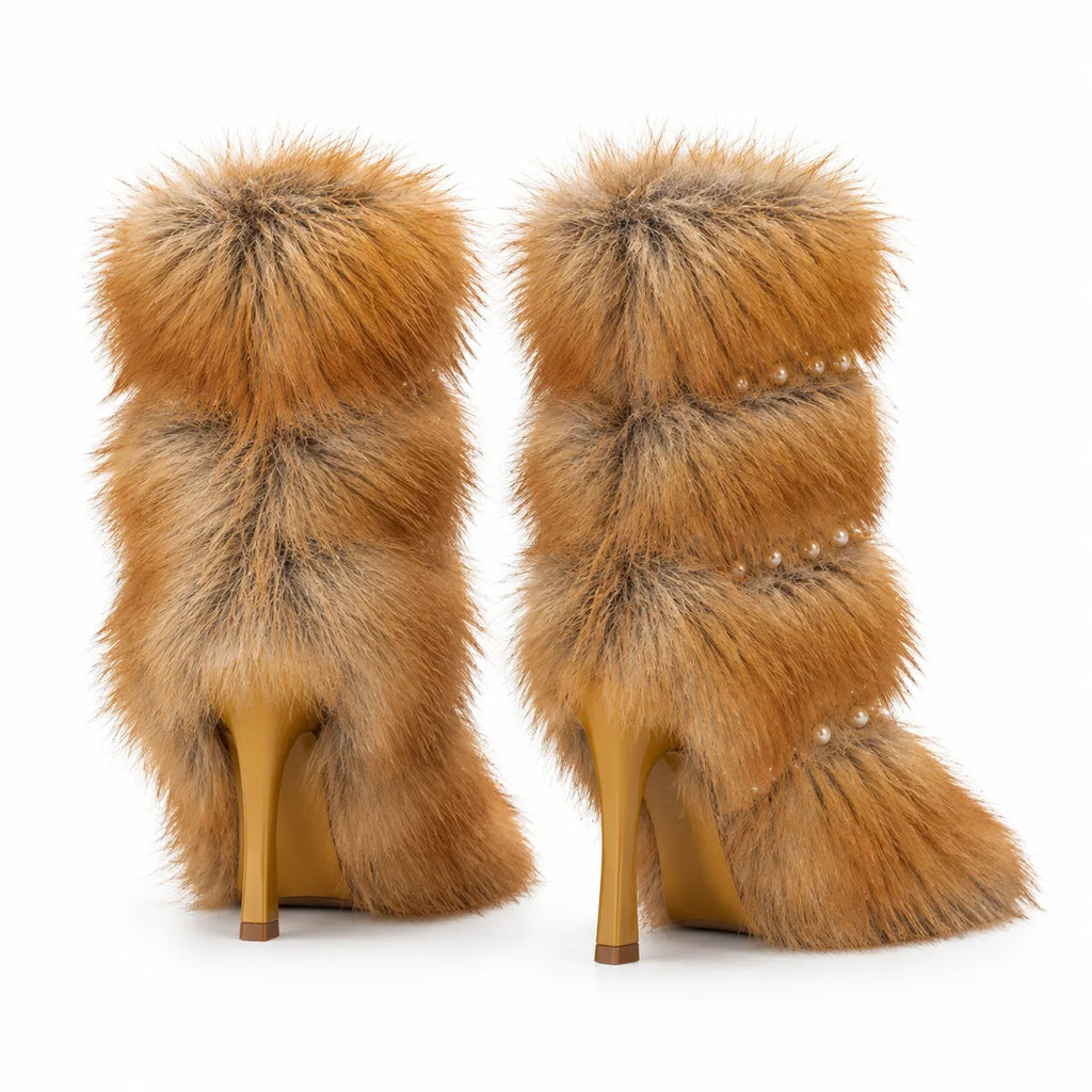 Butter Yellow Maratea Stiletto Boots heel detail