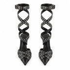 Deep Black Bobbio Leather Sandals top view