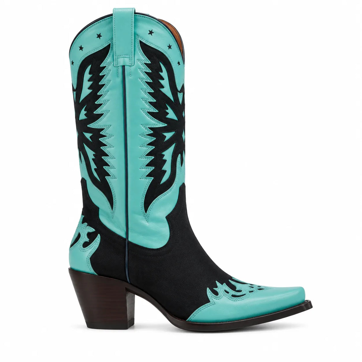 Hazy Blue Sapri Leather Block-Heel Boots side view