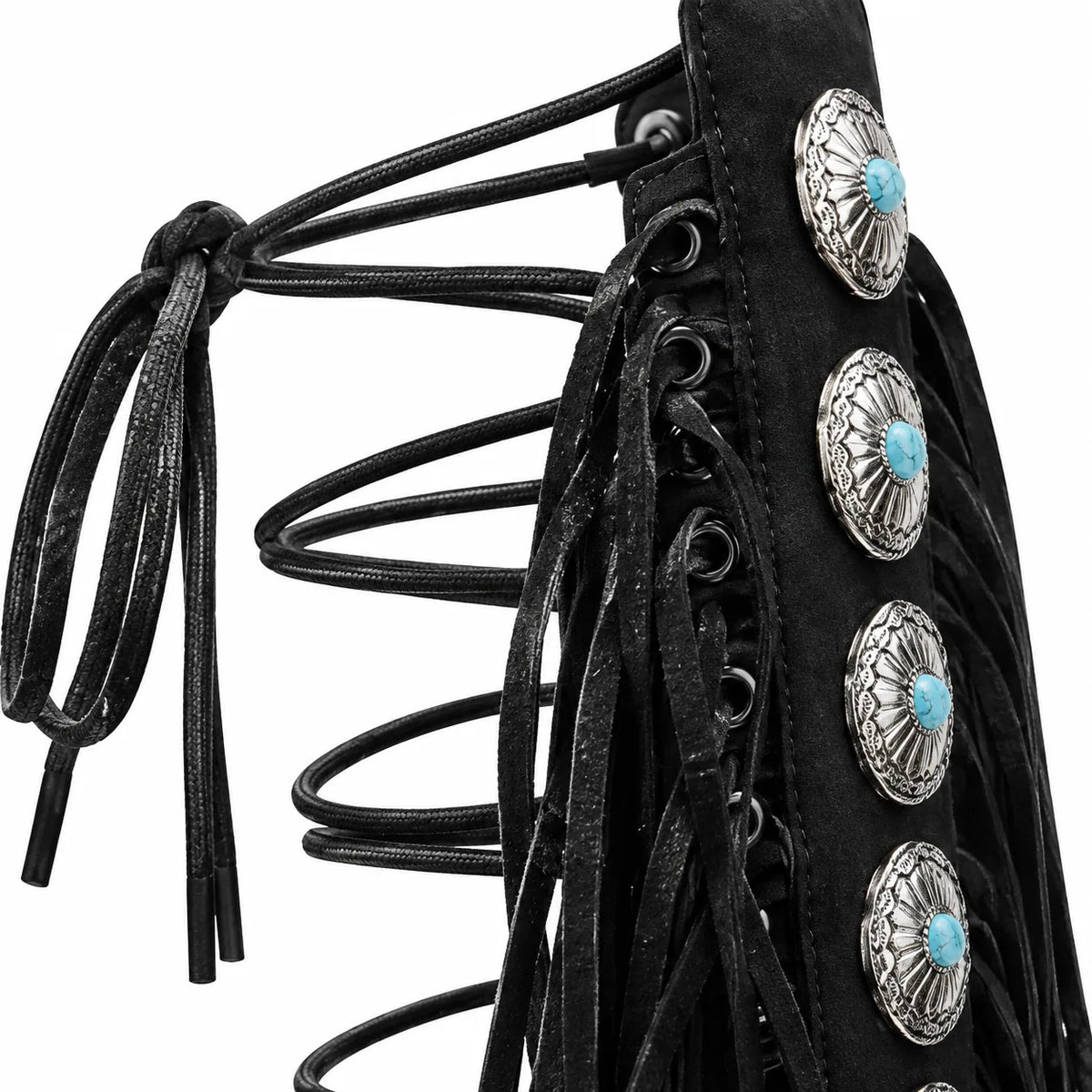 Deep Black Karpathos Gladiator Sandals close-up detail