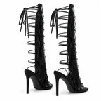 Deep Black Karpathos Gladiator Sandals heel detail