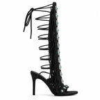 Deep Black Karpathos Gladiator Sandals side view