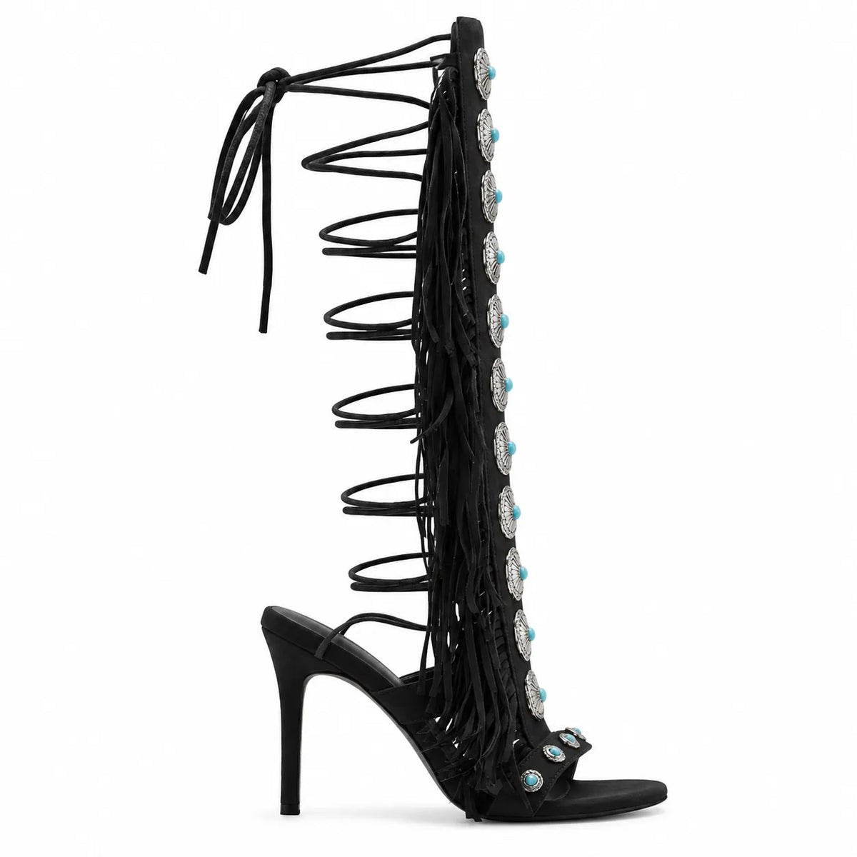 Deep Black Karpathos Gladiator Sandals side view