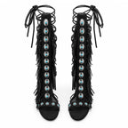 Deep Black Karpathos Gladiator Sandals top view