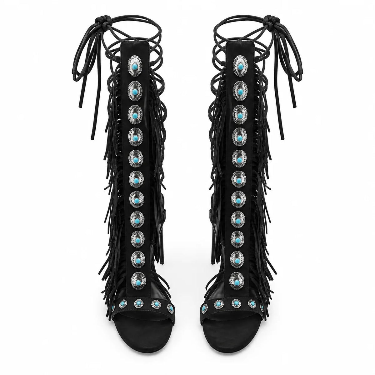 Deep Black Karpathos Gladiator Sandals top view