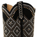 Deep Black Termoli Block-Heel Boots close-up detail