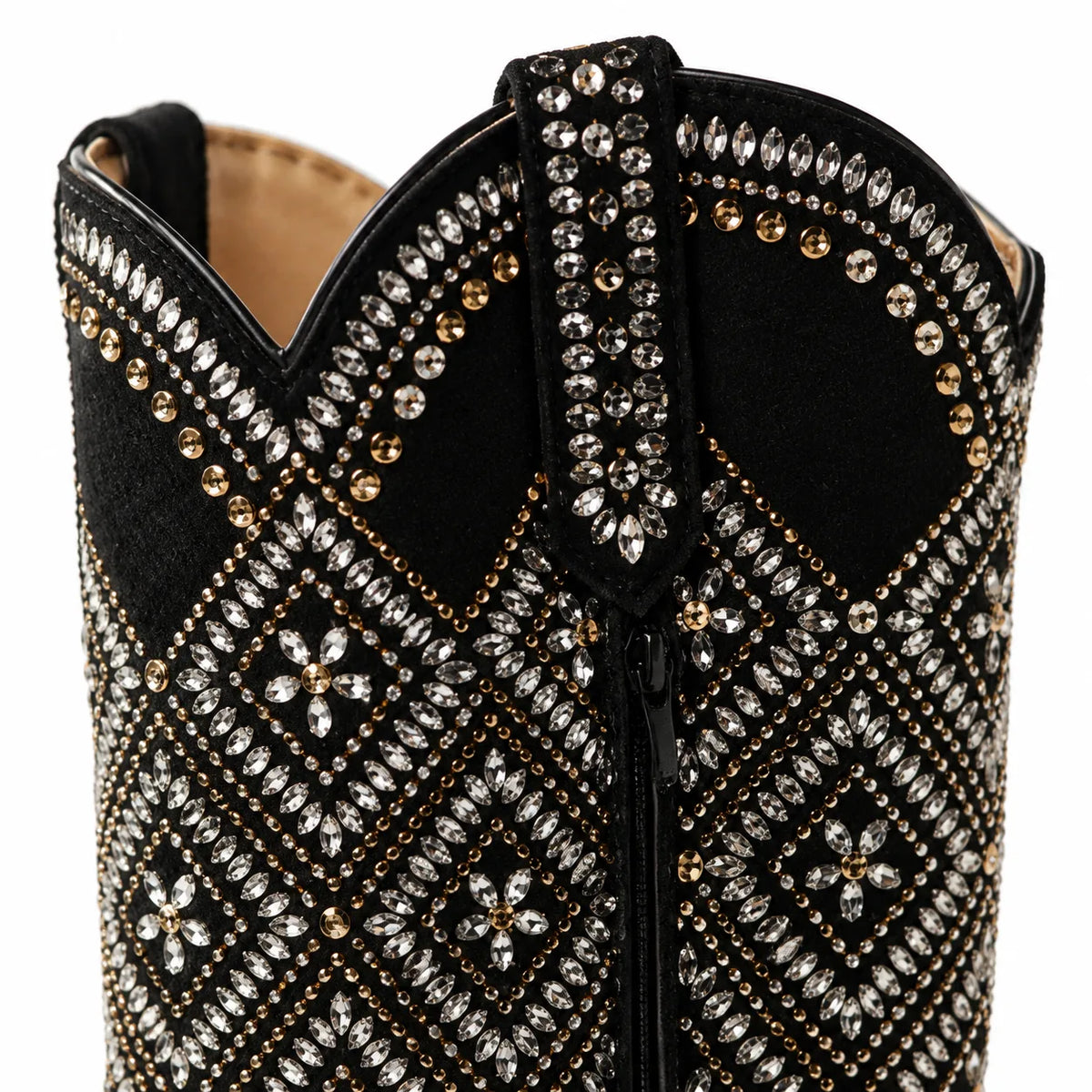 Deep Black Termoli Block-Heel Boots close-up detail
