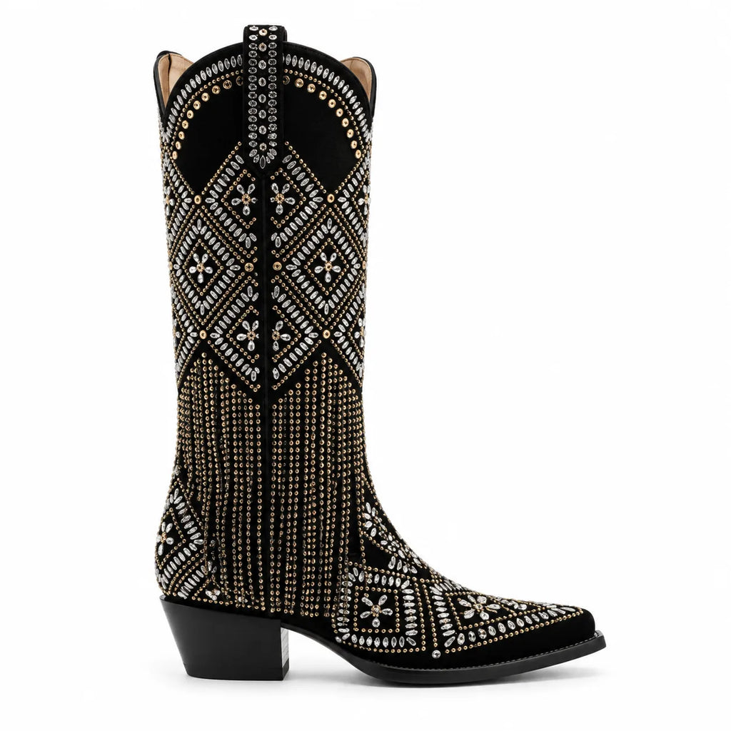 Deep Black Termoli Block-Heel Boots side view