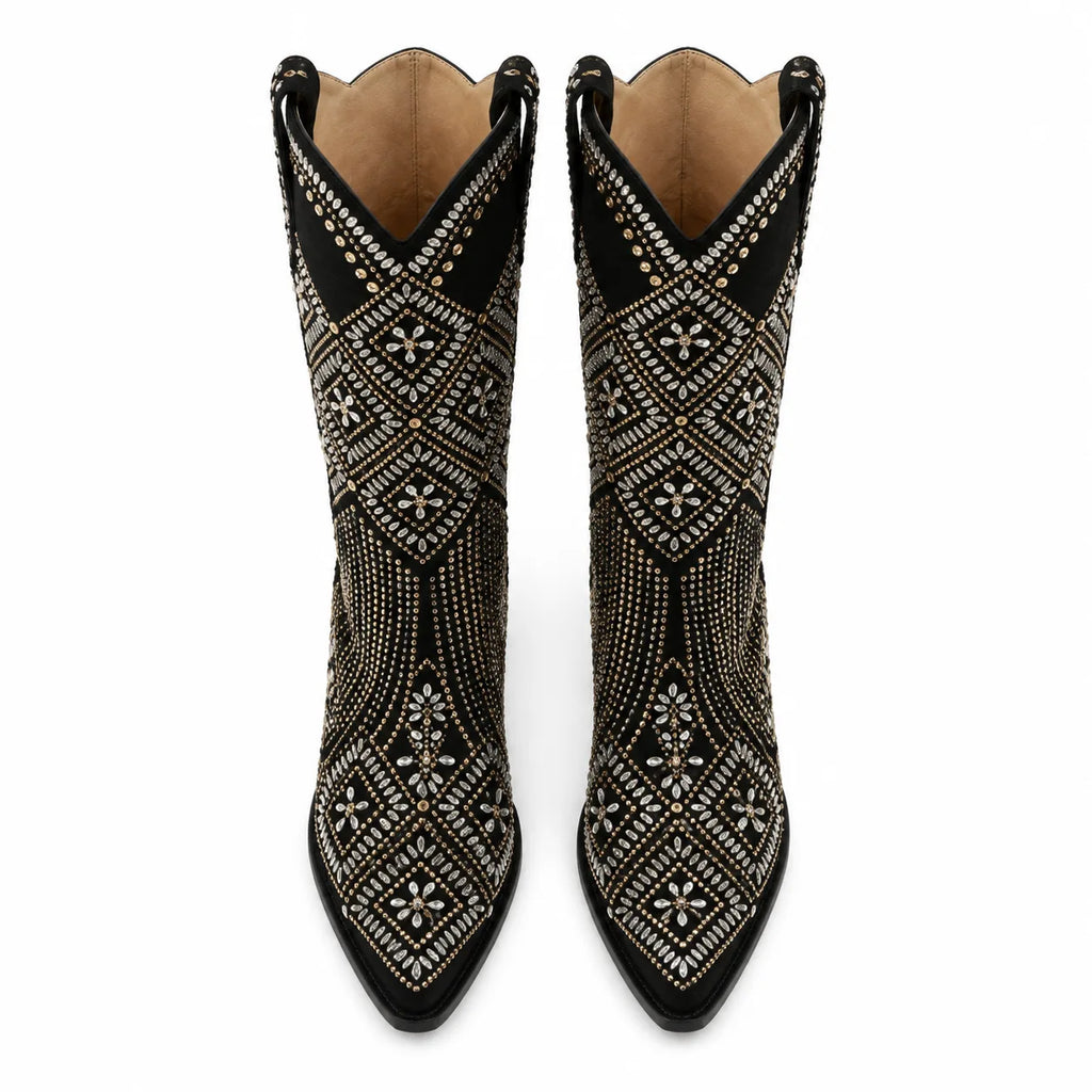 Deep Black Termoli Block-Heel Boots top view