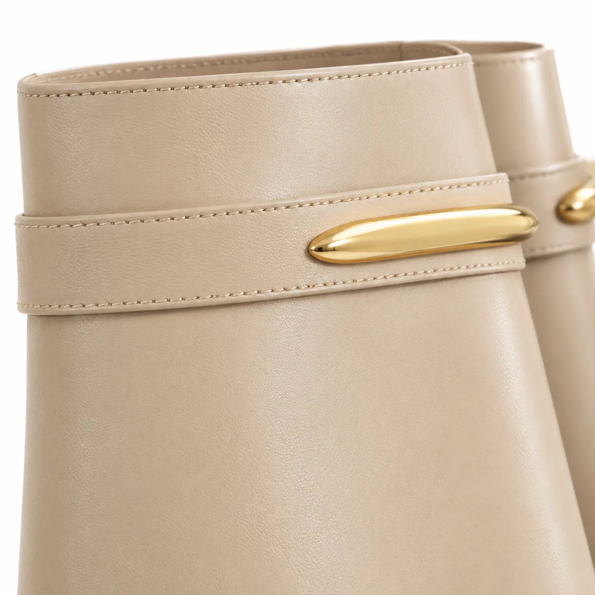Cream Nisyros Leather Wedge Boots close-up detail