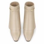 Cream Nisyros Leather Wedge Boots top view