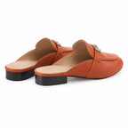 Burnt Orange Montalcino Leather Mules heel detail