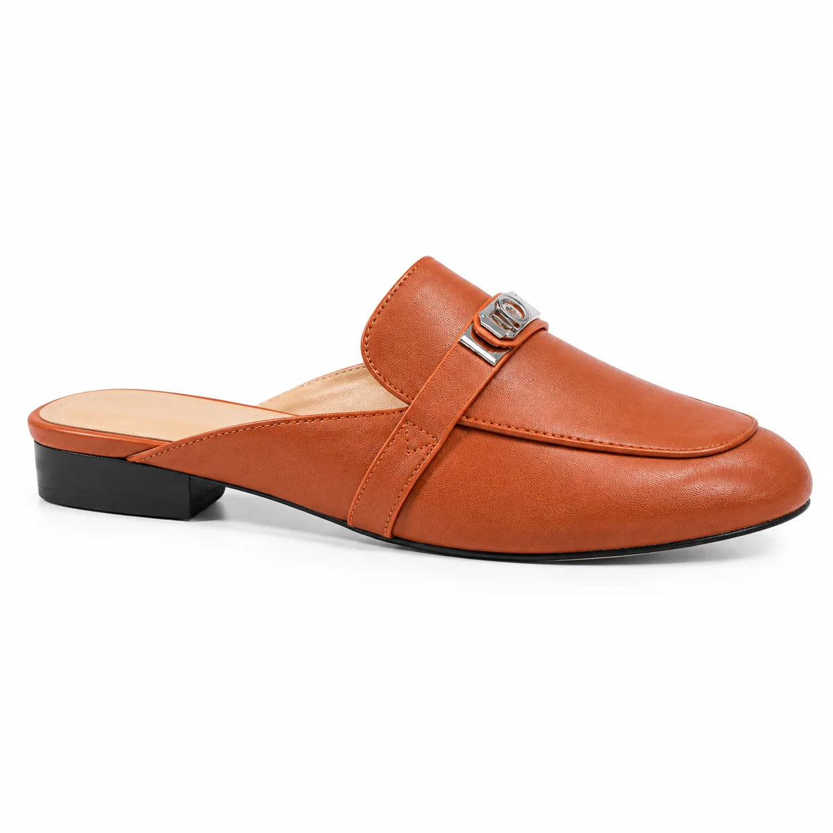 Burnt Orange Montalcino Leather Mules side view