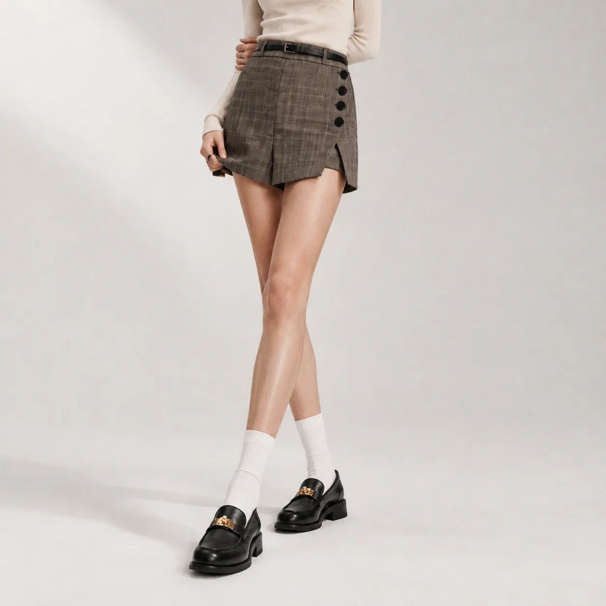 Deep Black Poppi Leather Loafers lifestyle scene