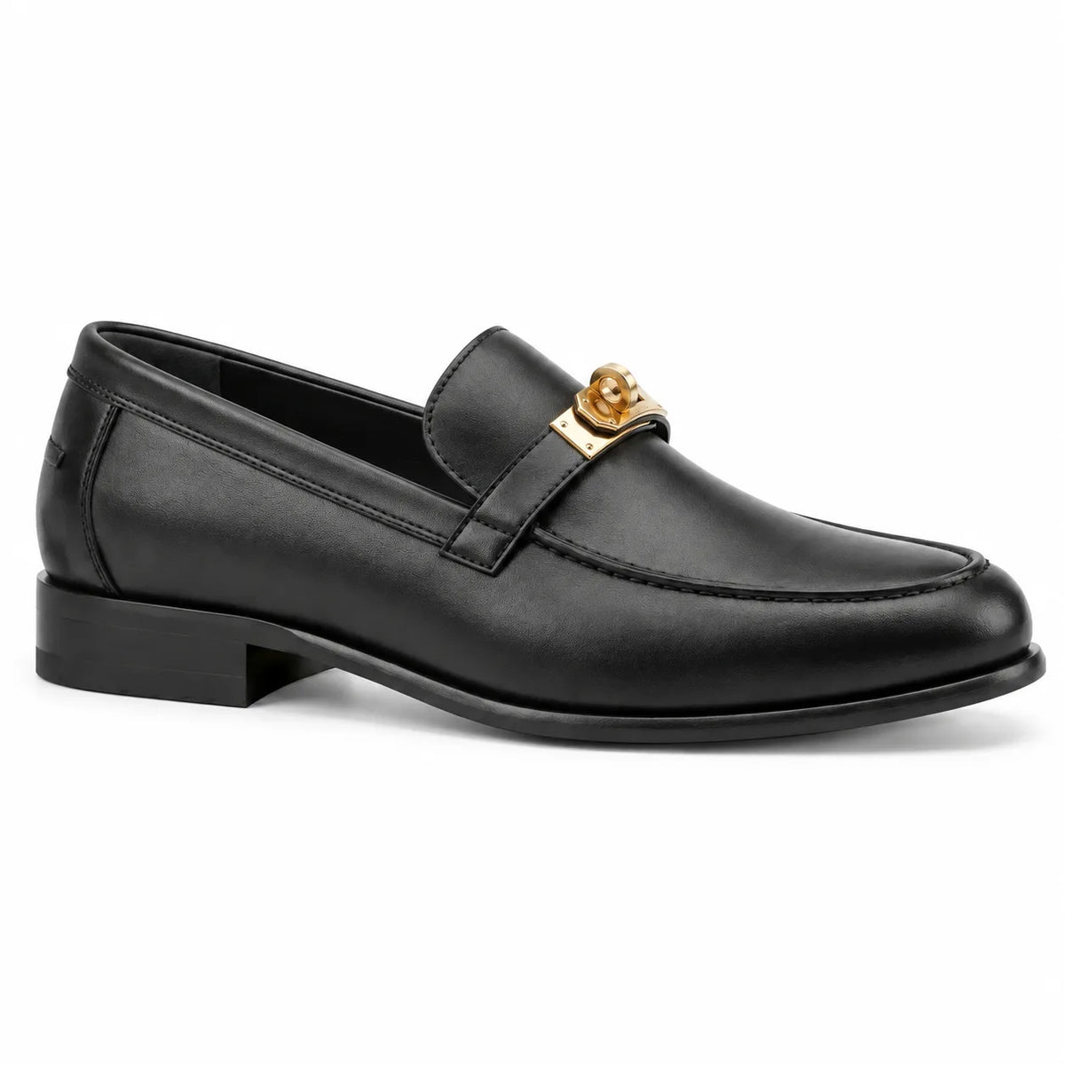 Deep Black Poppi Leather Loafers side view