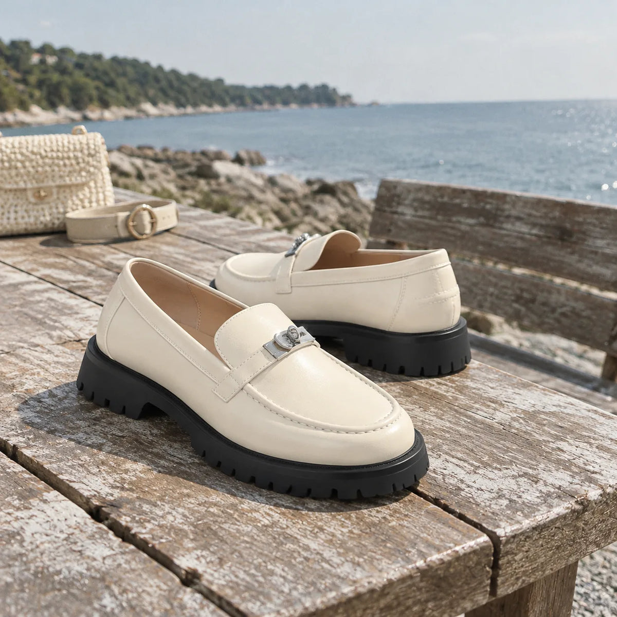 Ivory Trequanda Leather Loafers styled scene
