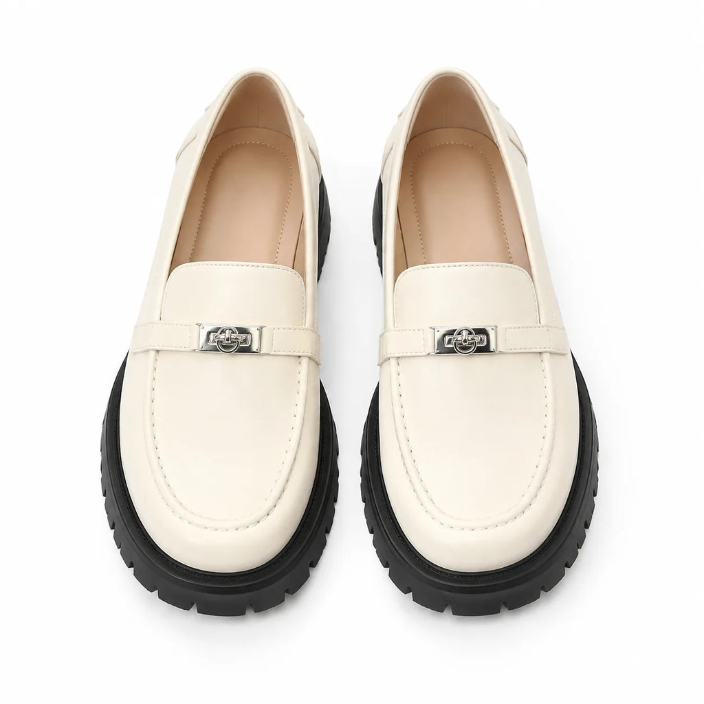 Ivory Trequanda Leather Loafers top view