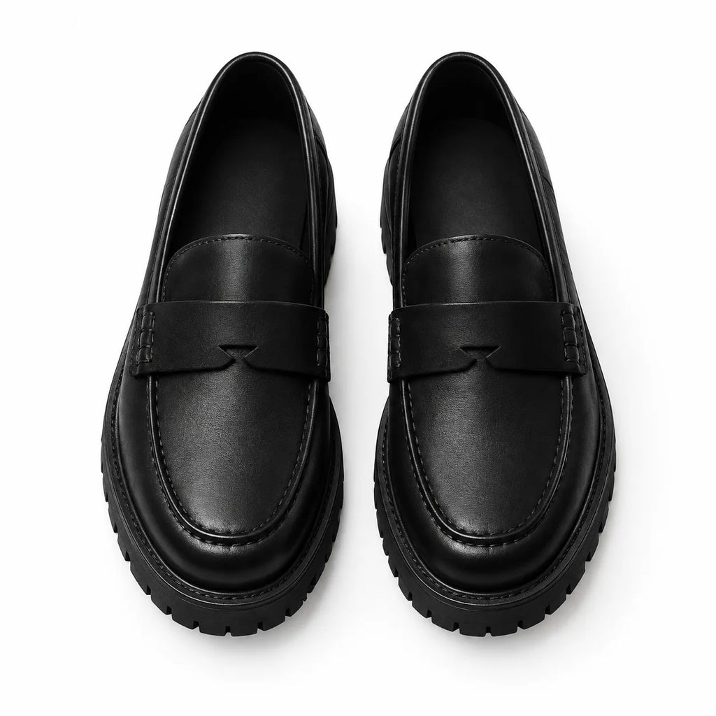 Deep Black Kimolos Leather Loafers top view