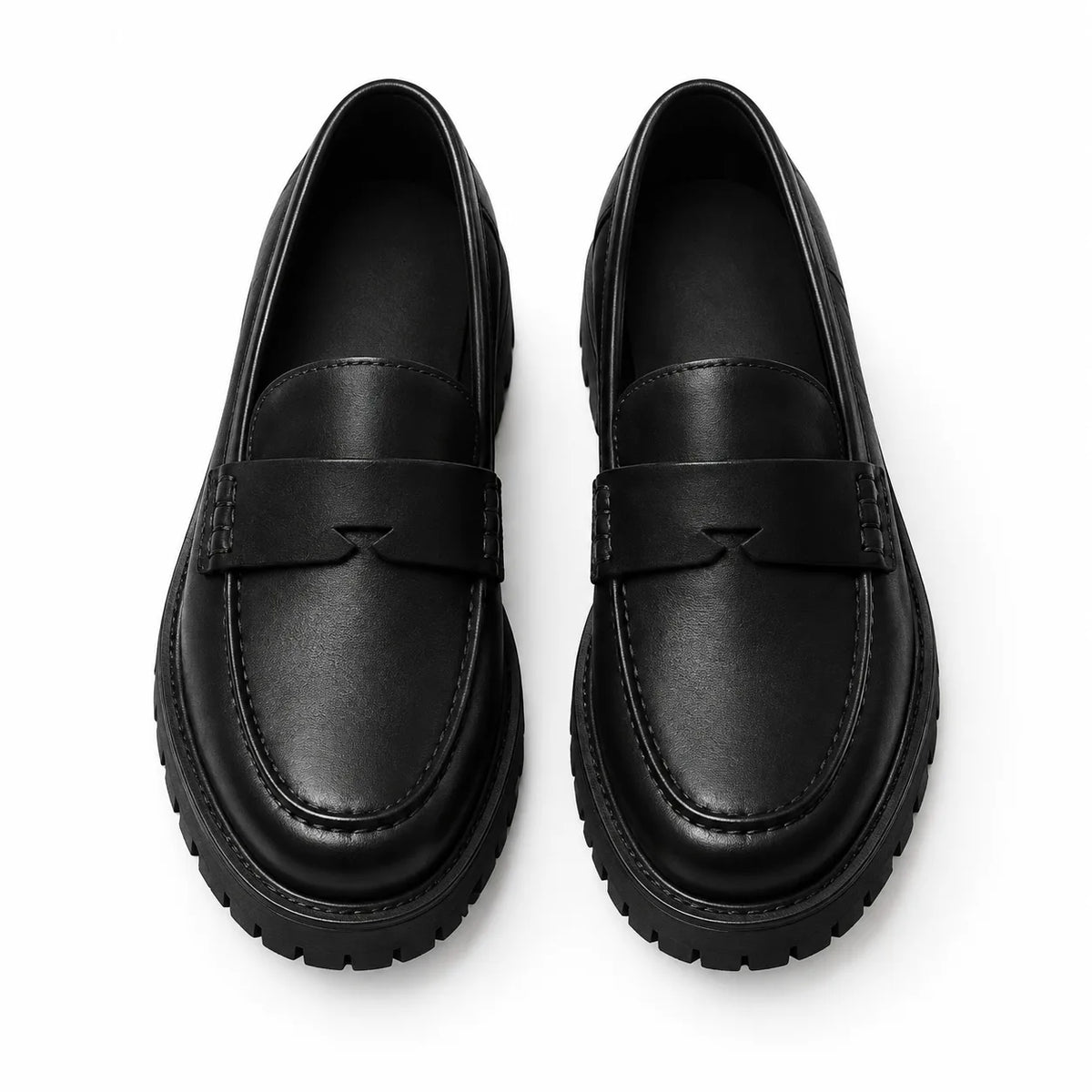 Deep Black Kimolos Leather Loafers top view