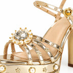 Gold Kythira Platform Sandals close-up detail