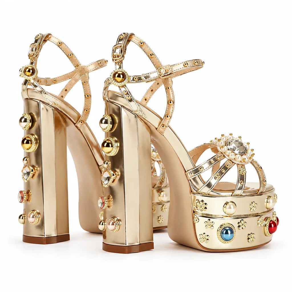Gold Kythira Platform Sandals heel detail