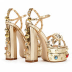Gold Kythira Platform Sandals heel detail