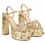 Gold Kythira Platform Sandals