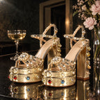 Gold Kythira Platform Sandals styled scene