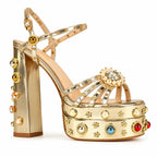 Gold Kythira Platform Sandals side view