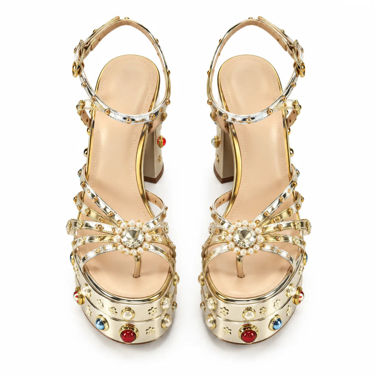 Gold Kythira Platform Sandals top view