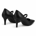 Deep Black Lemnos Leather Kitten-Heel Pumps heel detail