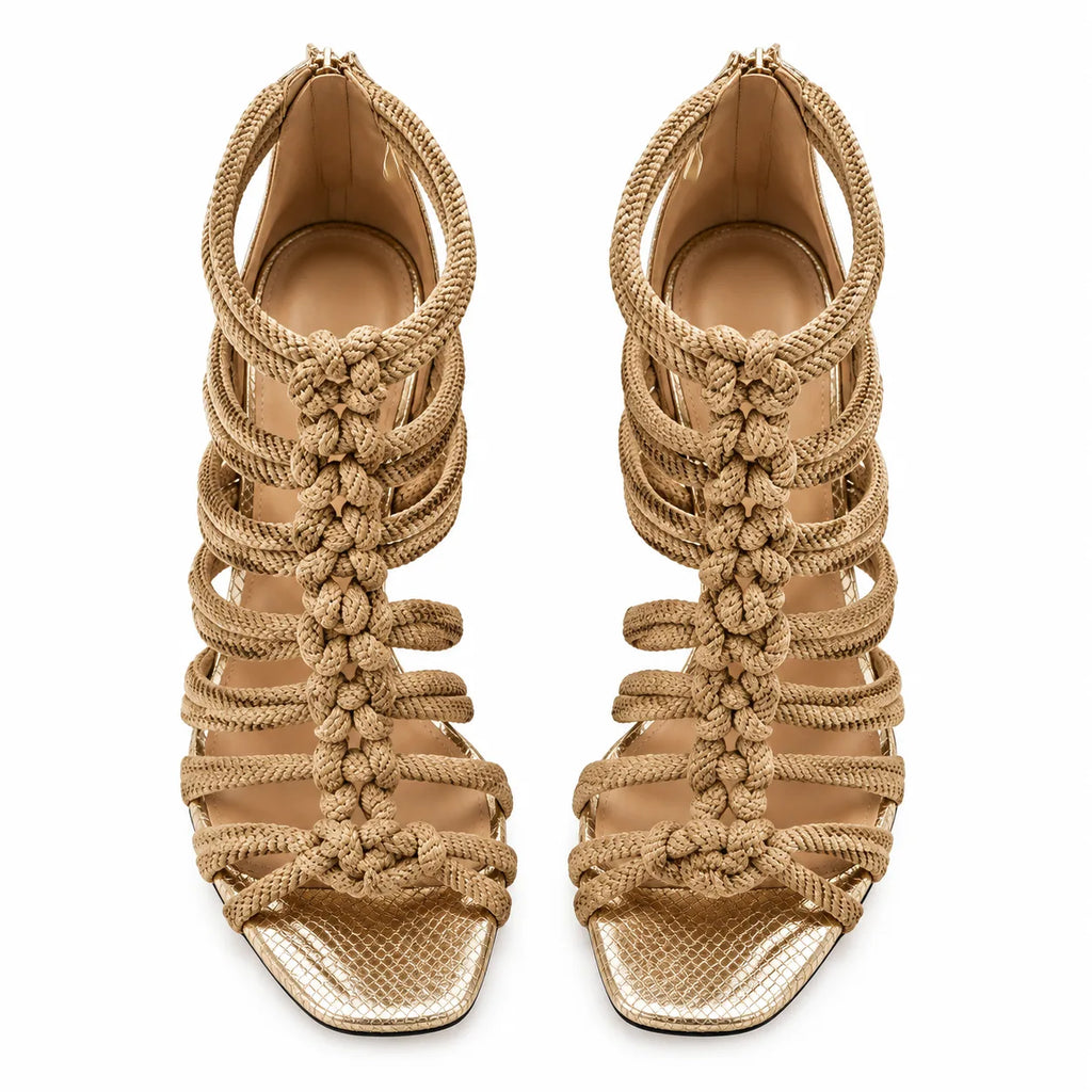 Natural Gold Parga Stiletto Sandals top view