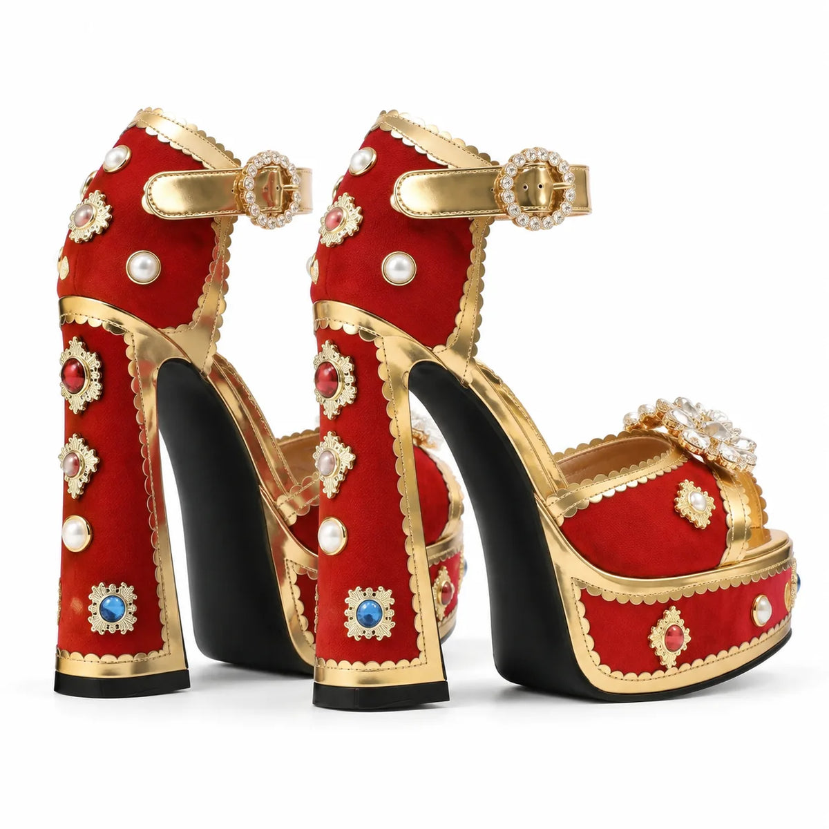 Ruby Red Sifnos Platform Sandals heel detail
