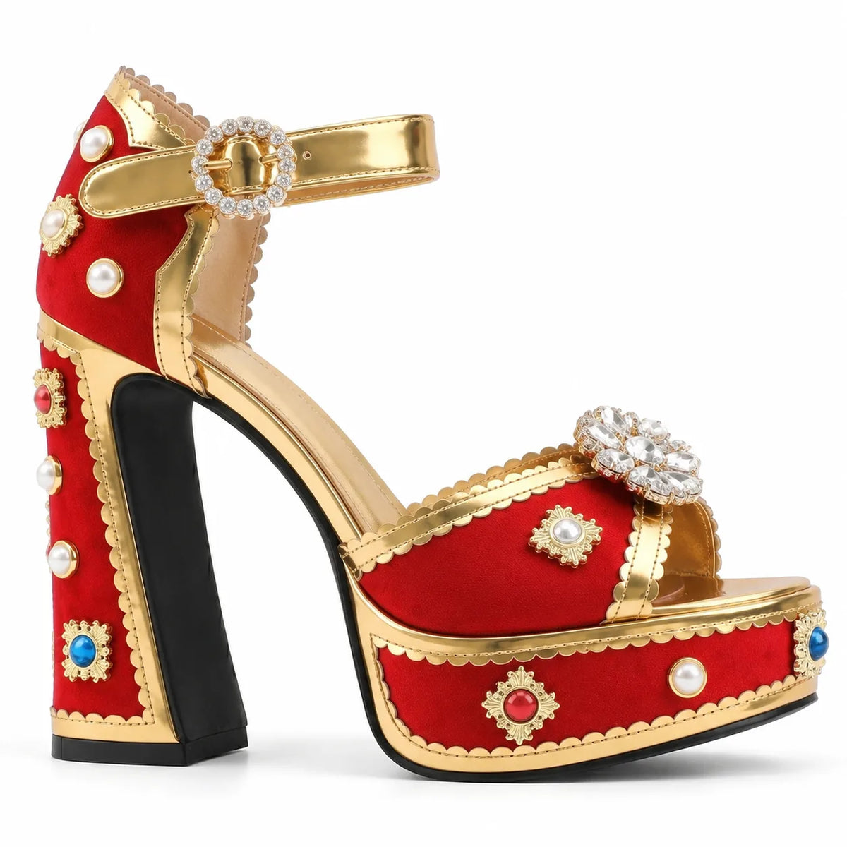 Ruby Red Sifnos Platform Sandals side view