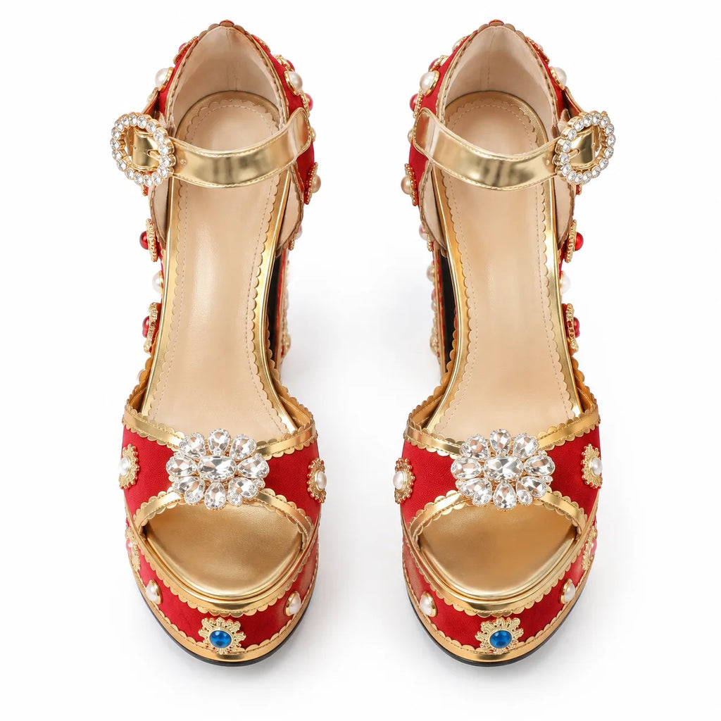 Ruby Red Sifnos Platform Sandals top view
