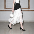 Black Satin Oia Crystal Stiletto Pumps lifestyle scene
