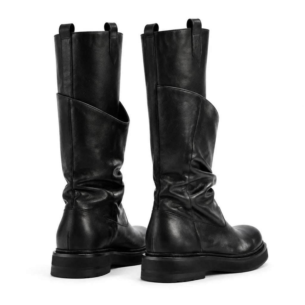 Deep Black Skopelos Block-Heel Boots heel detail