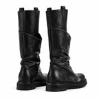 Deep Black Skopelos Block-Heel Boots heel detail